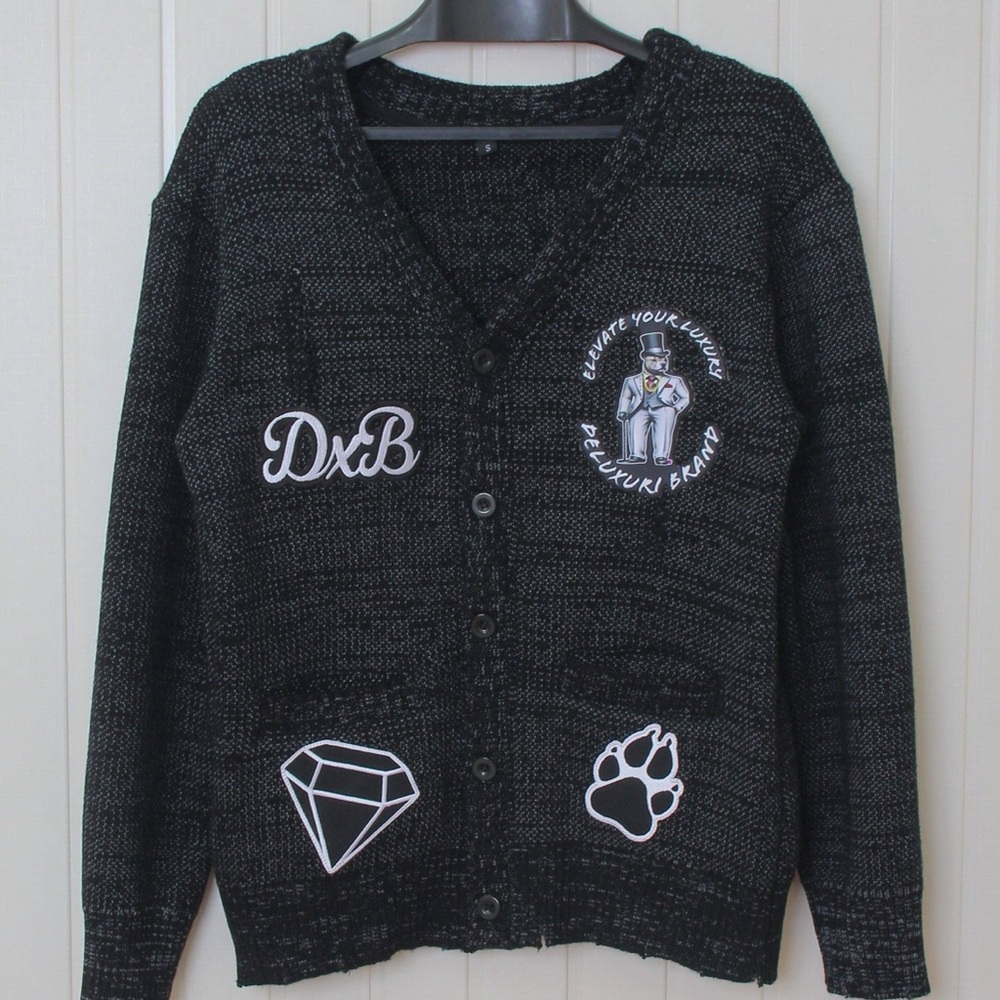 Distressed denim Cardigan with Stylish Embroidered Accents only at DeluxuriBrand